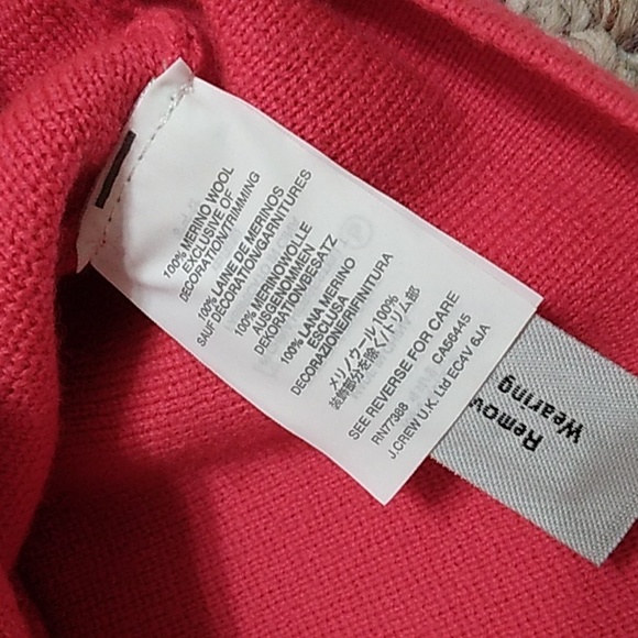 NWOT J. CREW red 100% Marino wool sweater top - Picture 3 of 4